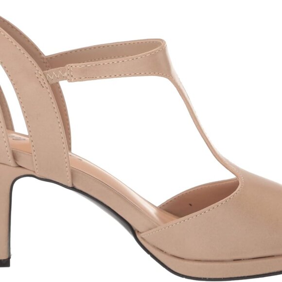 Women's Faux Leather Heeled Sandals 2.25 Inch T-Strap Dress Heel for Special Occ - Picture 6 of 8